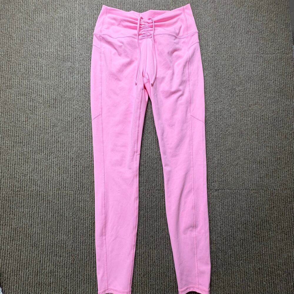 NWT Fabletics Pureluxe Lace Front Tie Waist Hot Pink Leggings Size medium